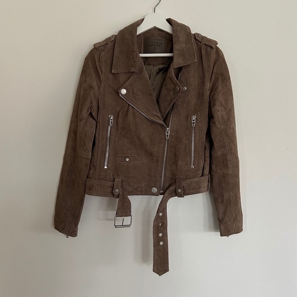 BLANKNYC Jackets & Blazers - BLANKNYC Brown Suede Leather Moto Jacket Biker Style Buckle Belt Size Medium